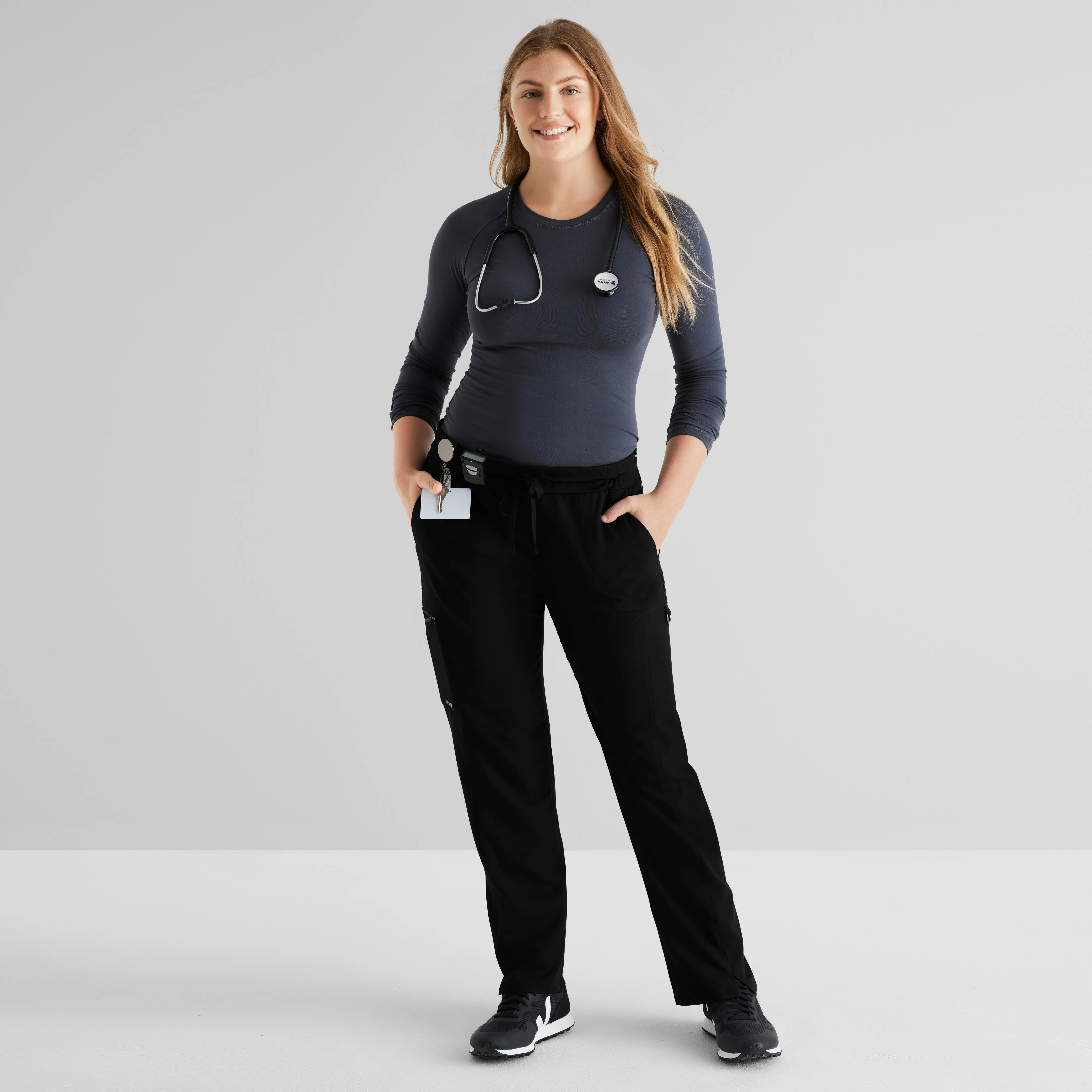 Kim 3-Pocket Mid-Rise Straight Leg Scrub Pant