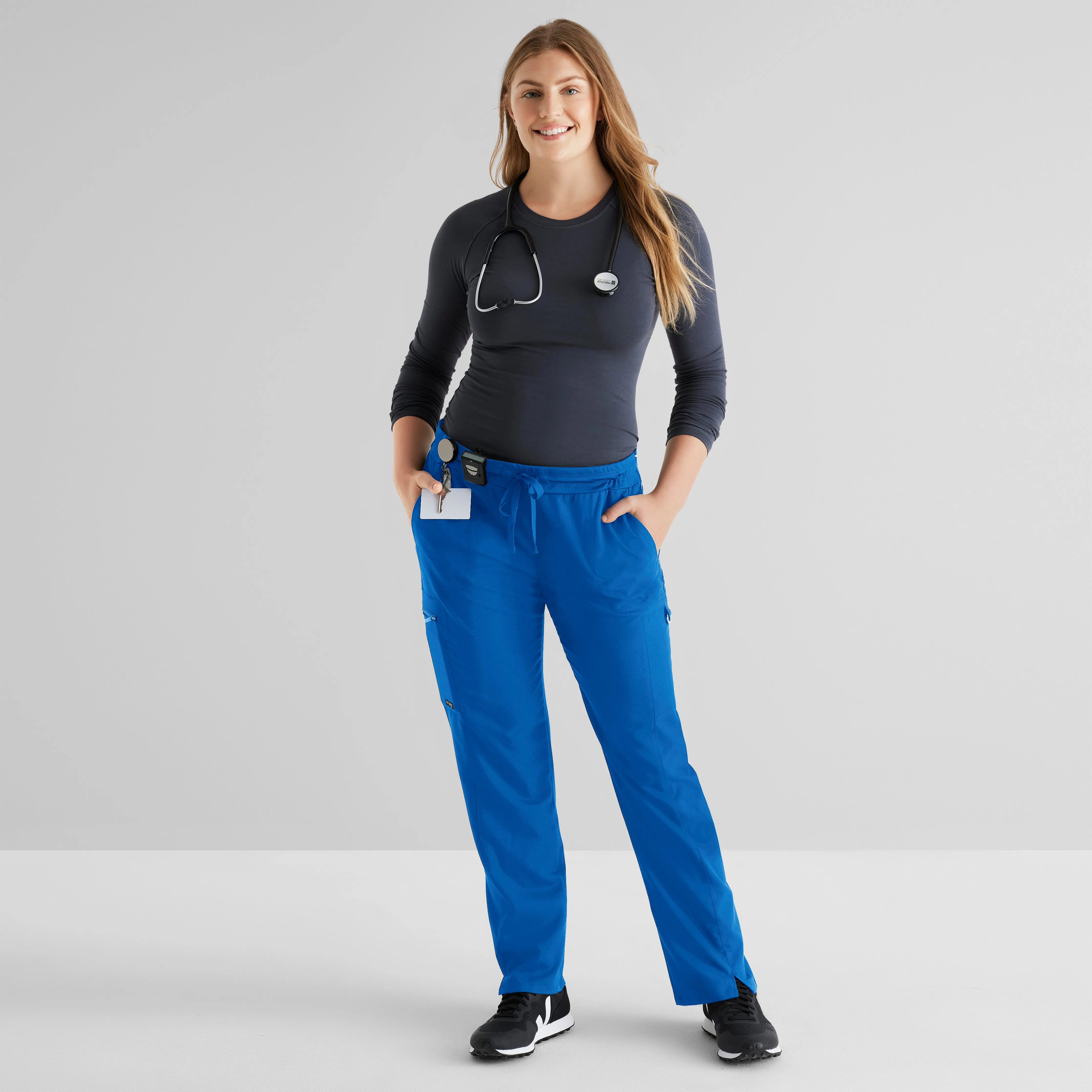 Kim 3-Pocket Mid-Rise Straight Leg Scrub Pant