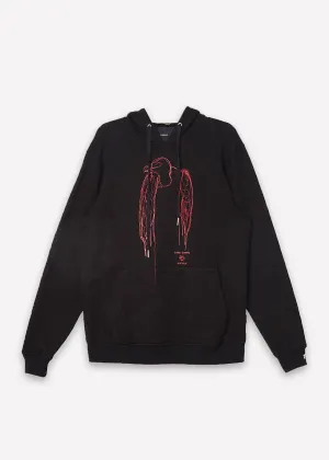 Konus Men's Vulture Print Hoodie in Black