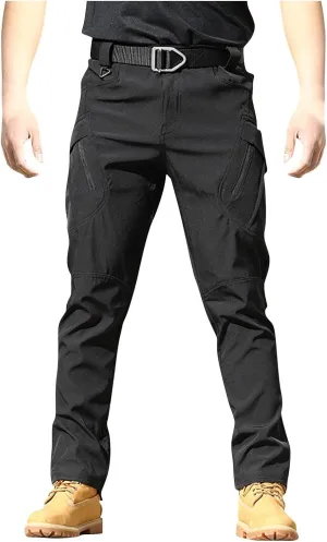 KUIOLYPOER Cargo Pants for Men Stretchy Multi-Pocket Zipper Tactical Pants Outdoor Training Hiking Work Pants Men's Joggers