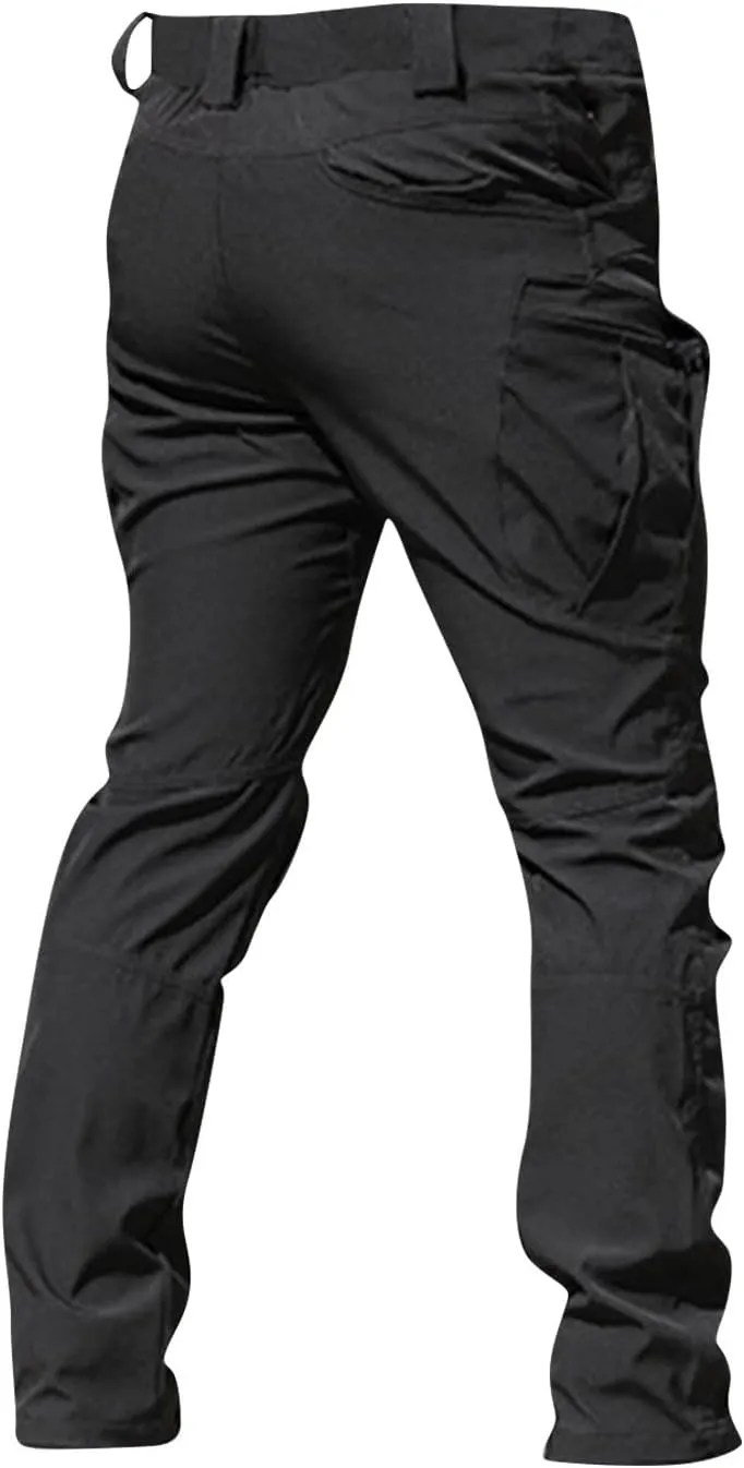 KUIOLYPOER Cargo Pants for Men Stretchy Multi-Pocket Zipper Tactical Pants Outdoor Training Hiking Work Pants Men's Joggers