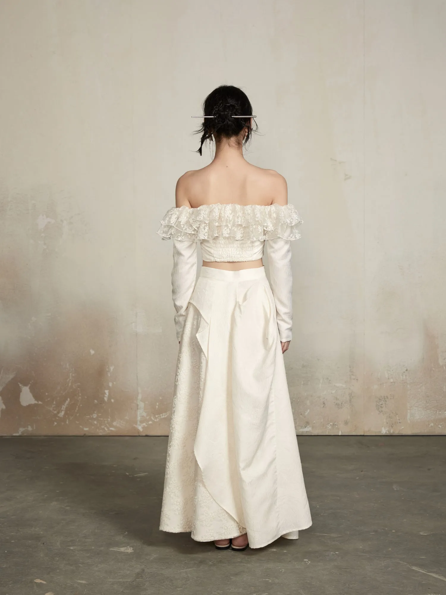 Lace Gather Classy Off-Shoulder Sweet Tops
