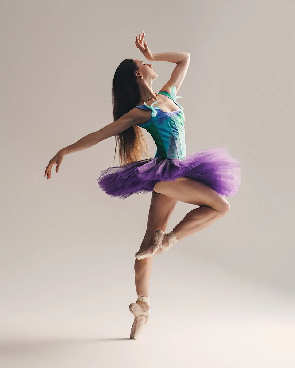 Lace-up Corset Top, Tie-Dye "Baltic" Print
