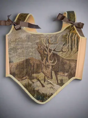 Lace-up Vintage Tapestry Corset Top, "Stags” Pattern