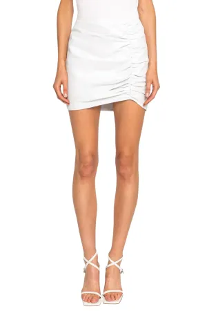 Lamarque Aricia Leather Ruched Mini Skirt- White