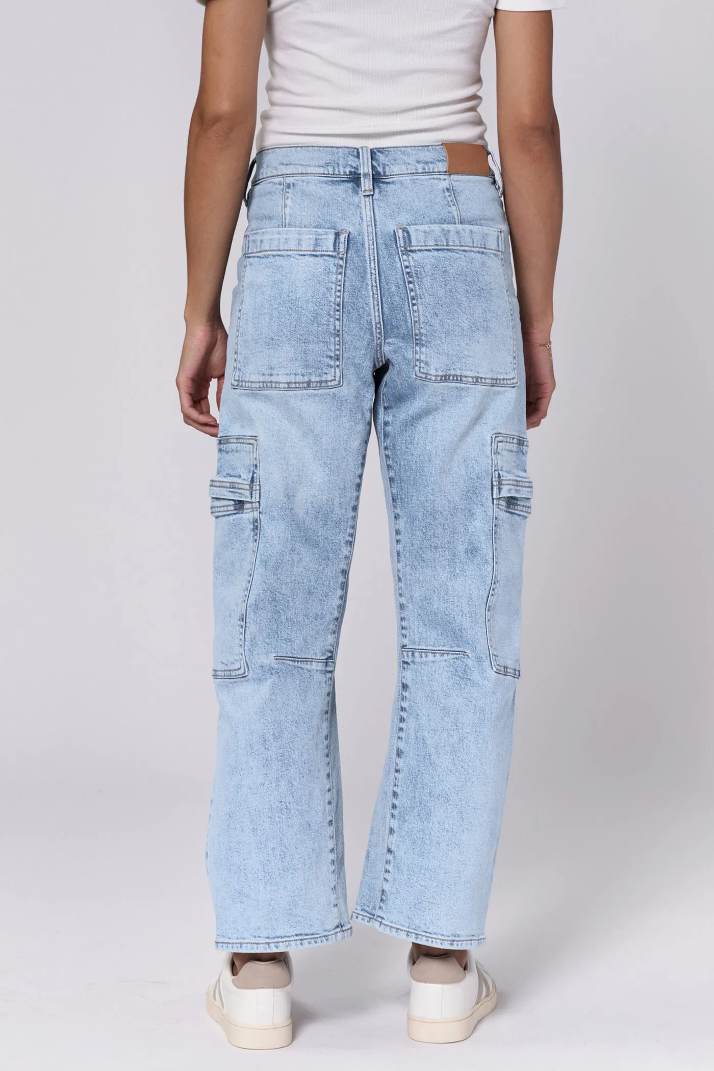 LASSO HIGH RISE CROPPED BAGGY FIT JEANS TEJANO BLUE