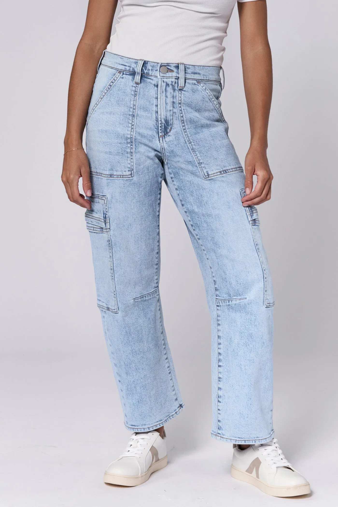 LASSO HIGH RISE CROPPED BAGGY FIT JEANS TEJANO BLUE
