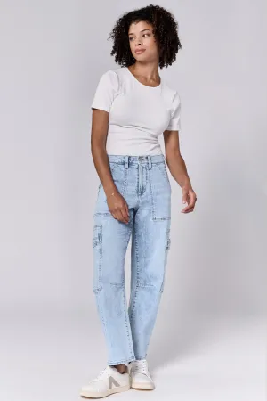 LASSO HIGH RISE CROPPED BAGGY FIT JEANS TEJANO BLUE