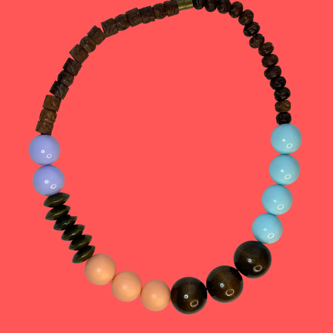 Lavender, swimmy blue and matte peach gumball necklace