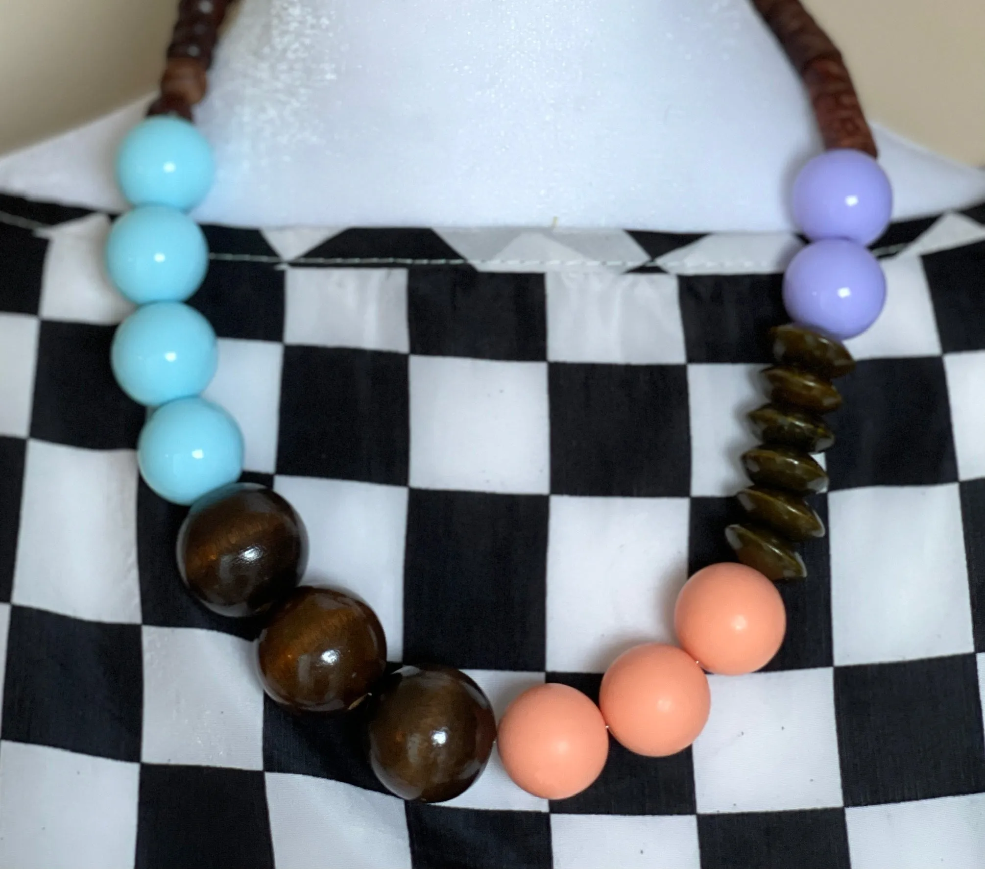 Lavender, swimmy blue and matte peach gumball necklace