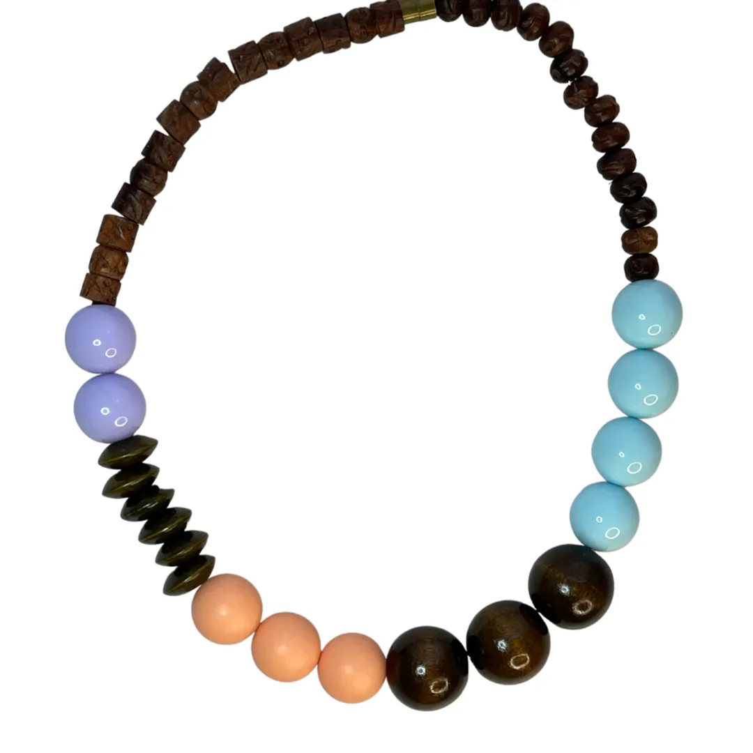 Lavender, swimmy blue and matte peach gumball necklace