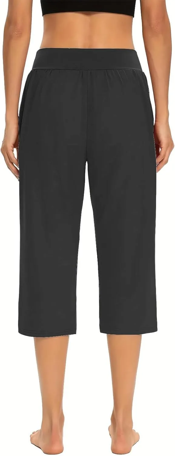 lcepcy Yoga Capris for Women Summer Comfy High Waisted Capris & Cropped Pants Stretch Pants with Pockets