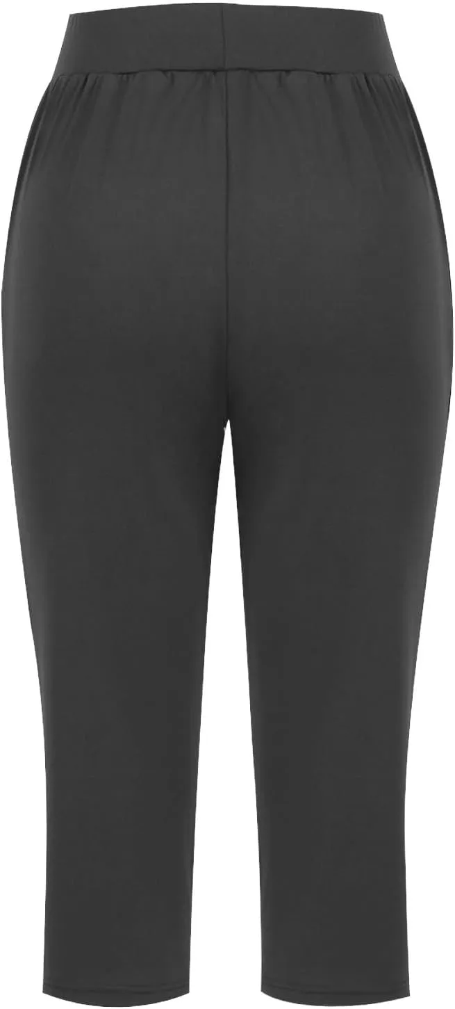 lcepcy Yoga Capris for Women Summer Comfy High Waisted Capris & Cropped Pants Stretch Pants with Pockets
