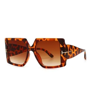 Leopard Vintage Oversized Square Sunglasses
