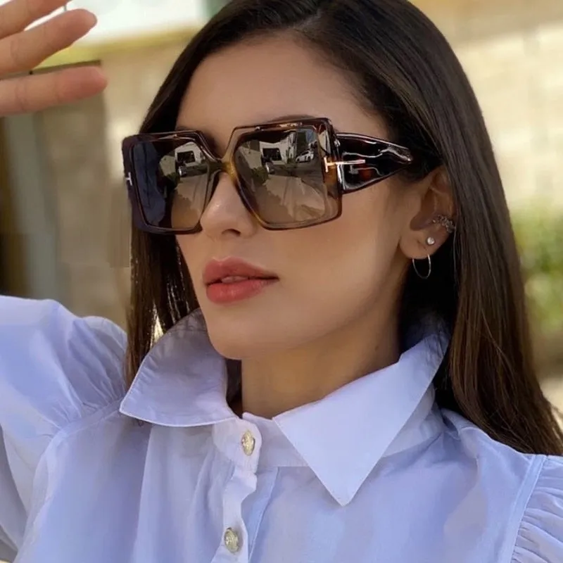 Leopard Vintage Oversized Square Sunglasses