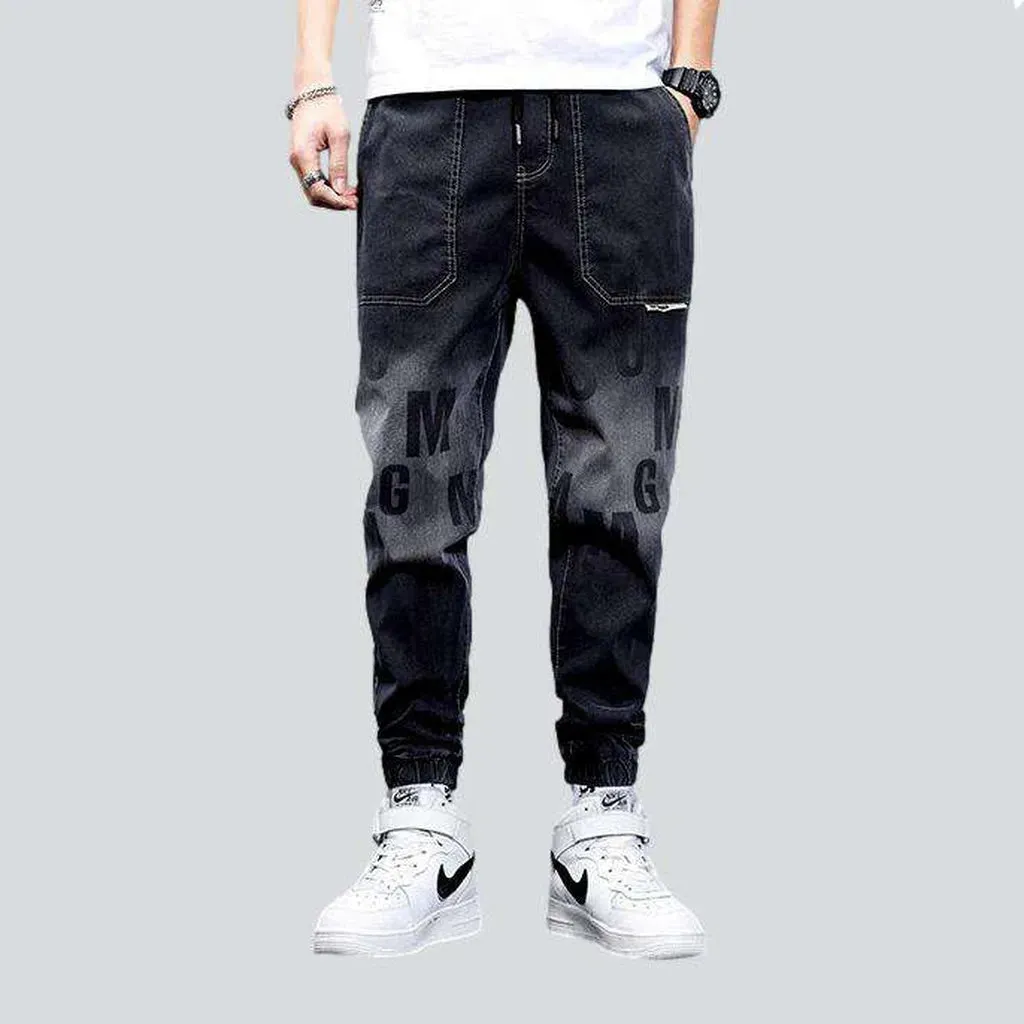 Letters print baggy men's jeans