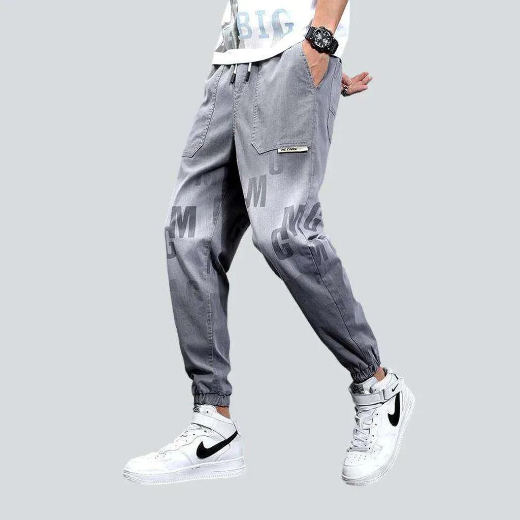 Letters print baggy men's jeans