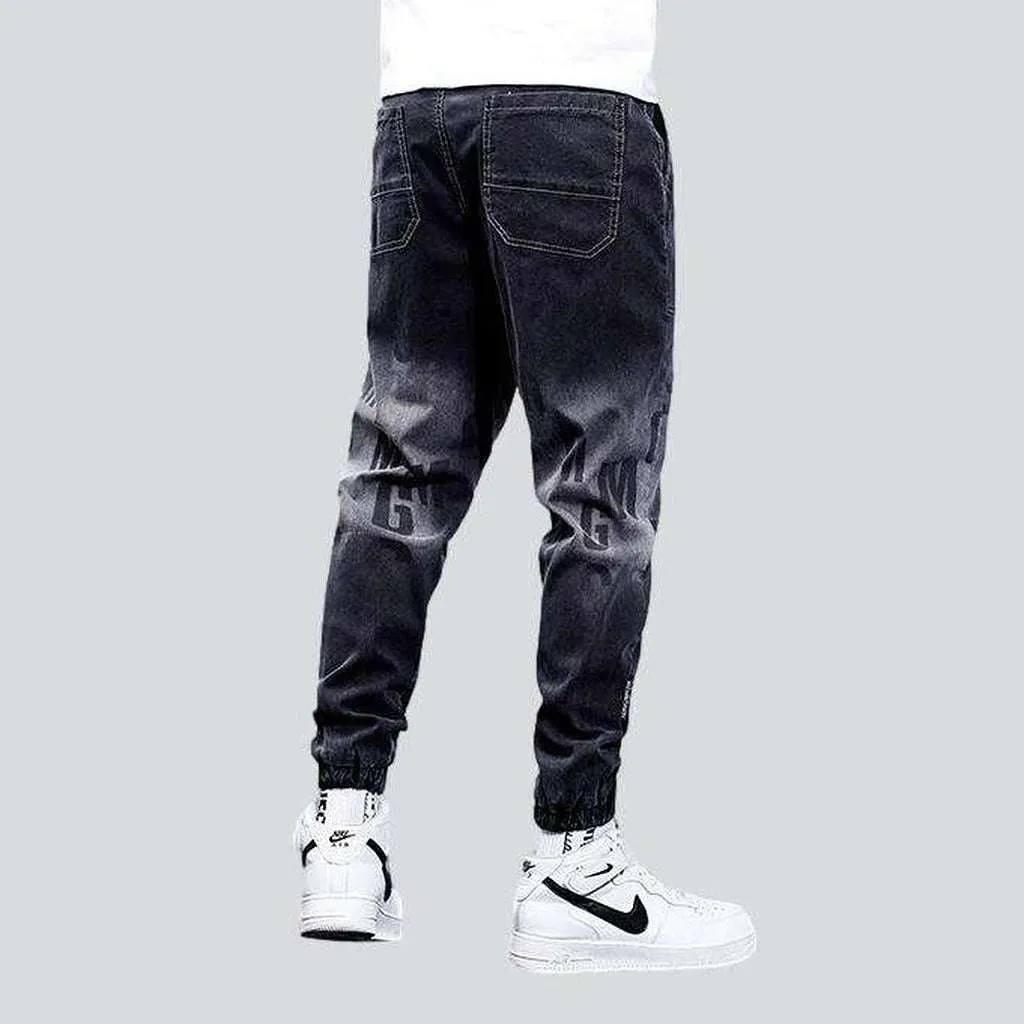 Letters print baggy men's jeans