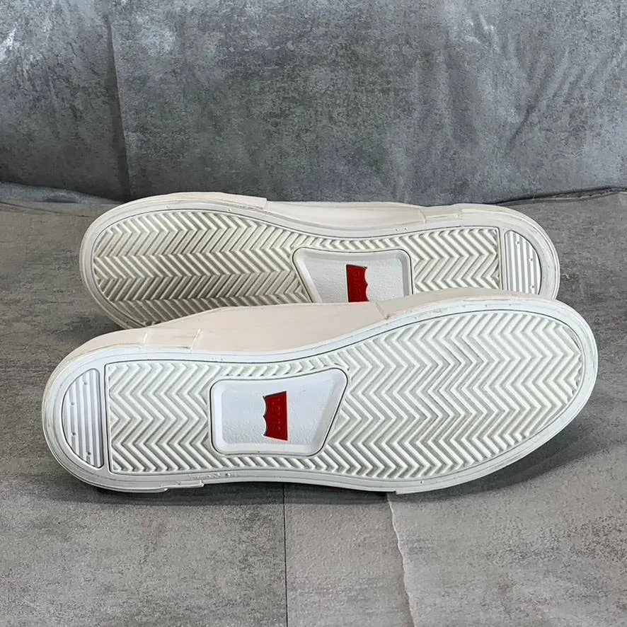 LEVI'S Women's White Mono Canvas Becky Low-Top Lace-Up Sneakers SZ 9