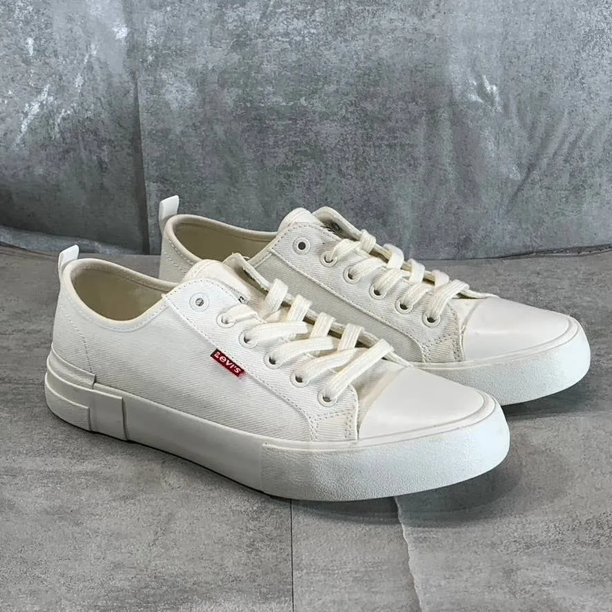 LEVI'S Women's White Mono Canvas Becky Low-Top Lace-Up Sneakers SZ 9
