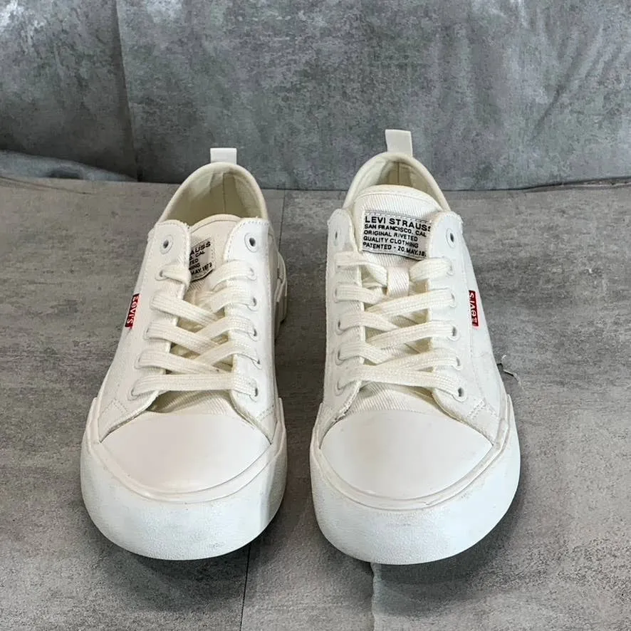 LEVI'S Women's White Mono Canvas Becky Low-Top Lace-Up Sneakers SZ 9