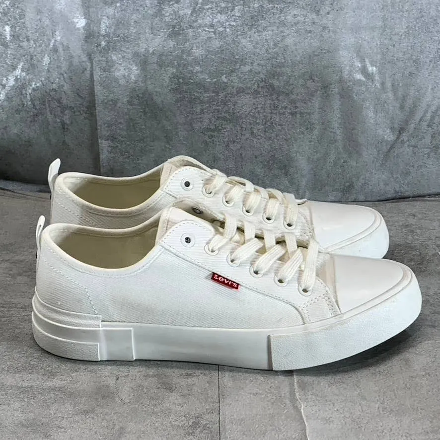 LEVI'S Women's White Mono Canvas Becky Low-Top Lace-Up Sneakers SZ 9