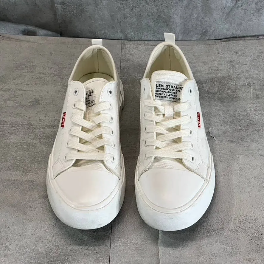 LEVI'S Women's White Mono Canvas Becky Low-Top Lace-Up Sneakers SZ 9