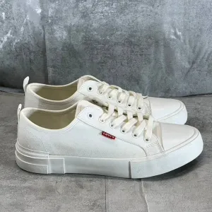 LEVI'S Women's White Mono Canvas Becky Low-Top Lace-Up Sneakers SZ 9