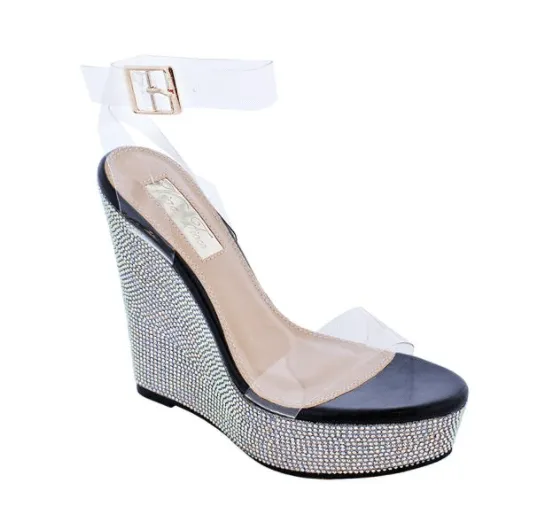 Liliana Angelique-1 Rhinestone Platform Wedge Sandals