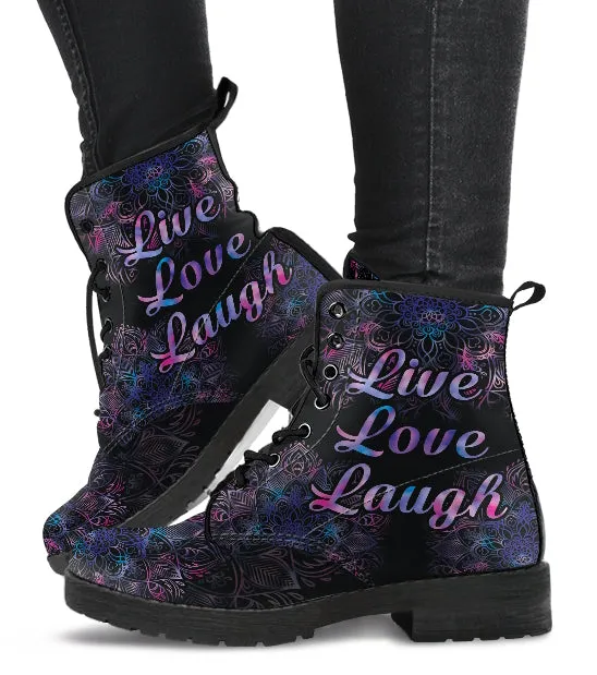 Live Love Laugh Women's Vegan Leather Combat Boots