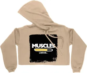 Loading Muscles Women's Cropped Fleece Hoodie - Funny Cropped Hoodie for Women - Gym Hooded Sweatshirt
