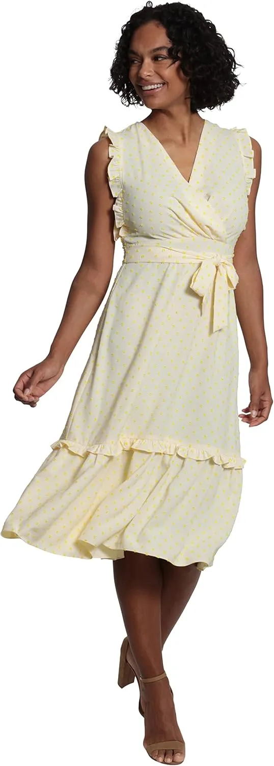 London Times Women's Ruffled Tiered Midi Dress