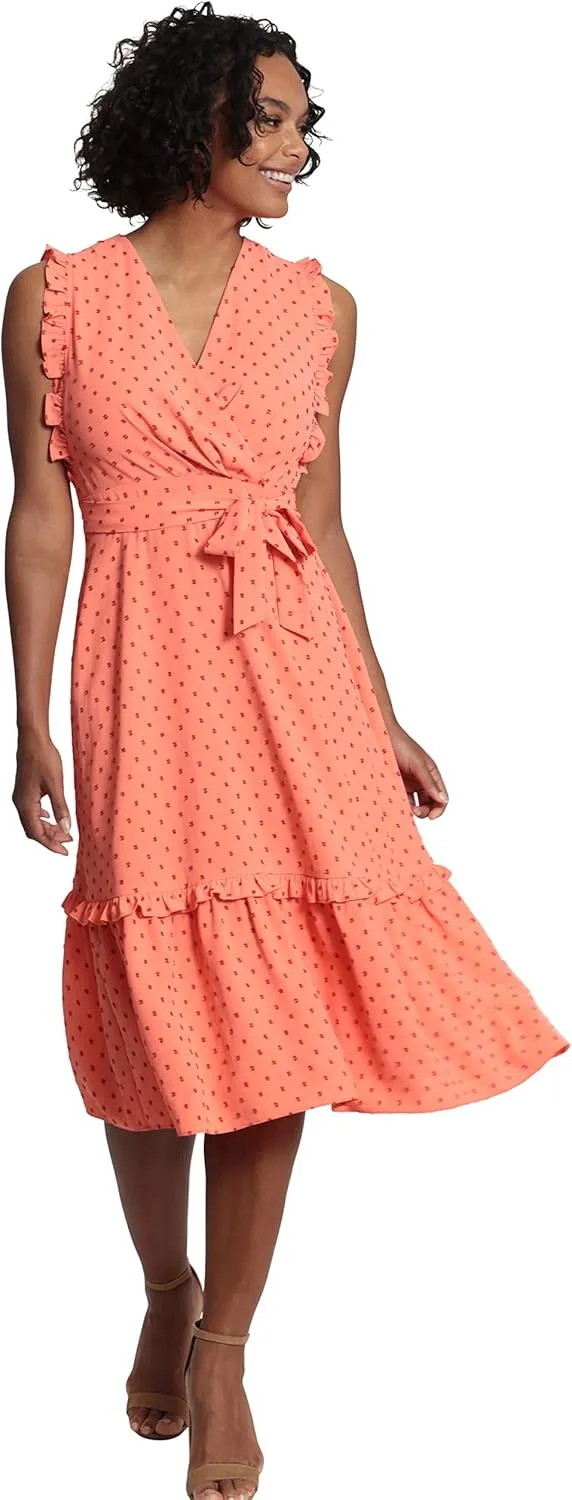 London Times Women's Ruffled Tiered Midi Dress
