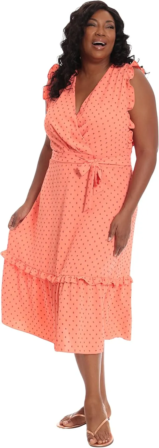 London Times Women's Ruffled Tiered Midi Dress