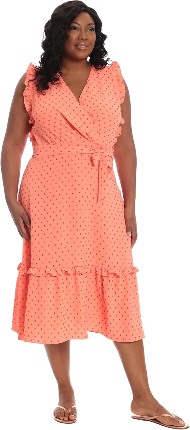 London Times Women's Ruffled Tiered Midi Dress