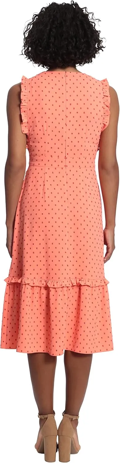 London Times Women's Ruffled Tiered Midi Dress