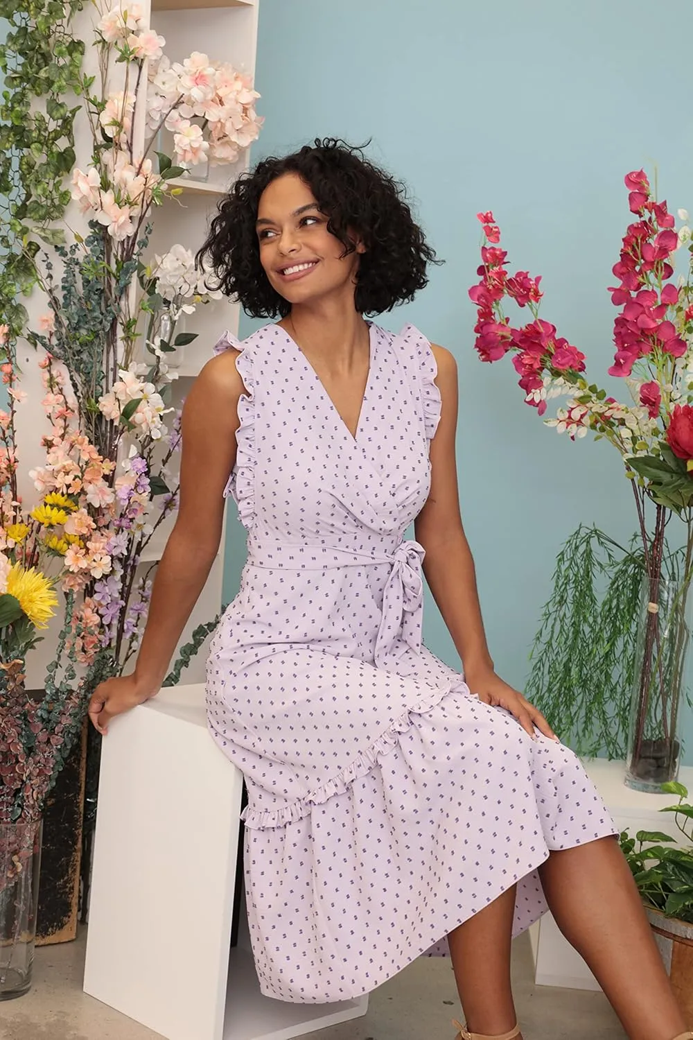 London Times Women's Ruffled Tiered Midi Dress