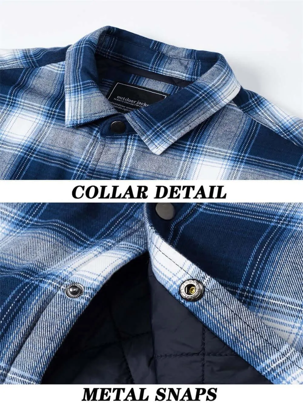 Long Sleeve Quilted Lined Men's Flannel Shirt Jackets