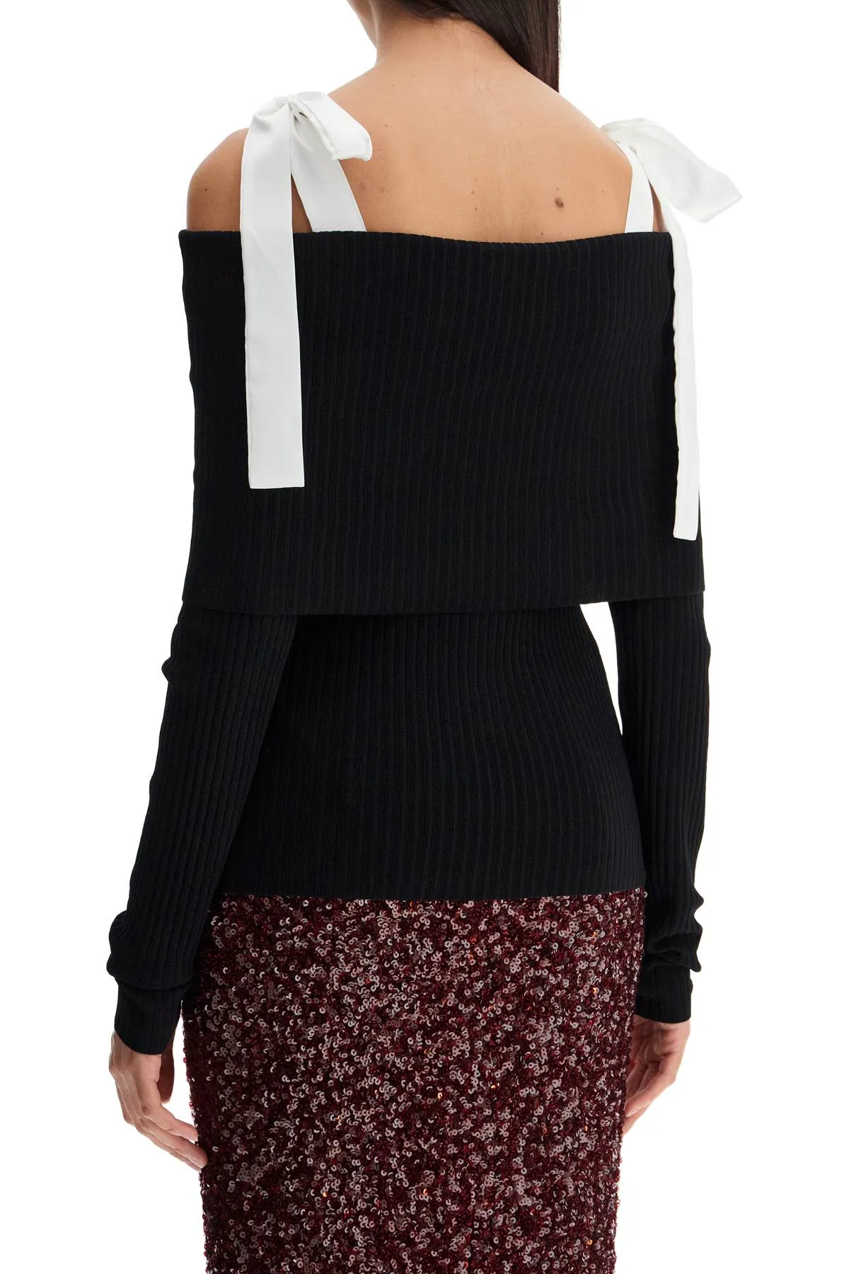 'long-sleeved off-should 113540100 BLACK