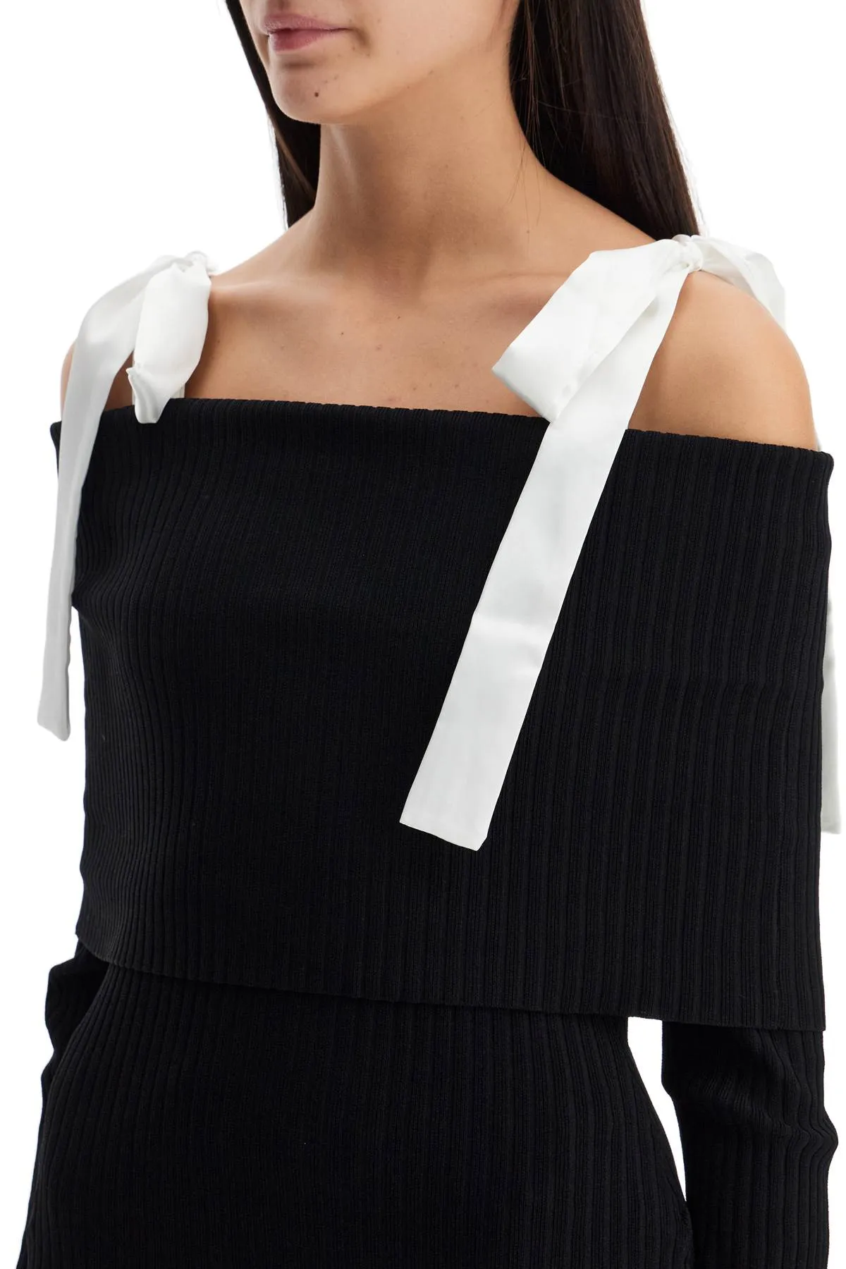 'long-sleeved off-should 113540100 BLACK