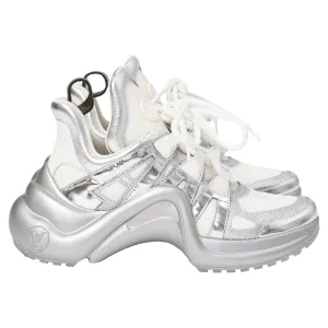 Louis Vuitton Archlight Chunky Sneakers in Silver Leather and Polyester