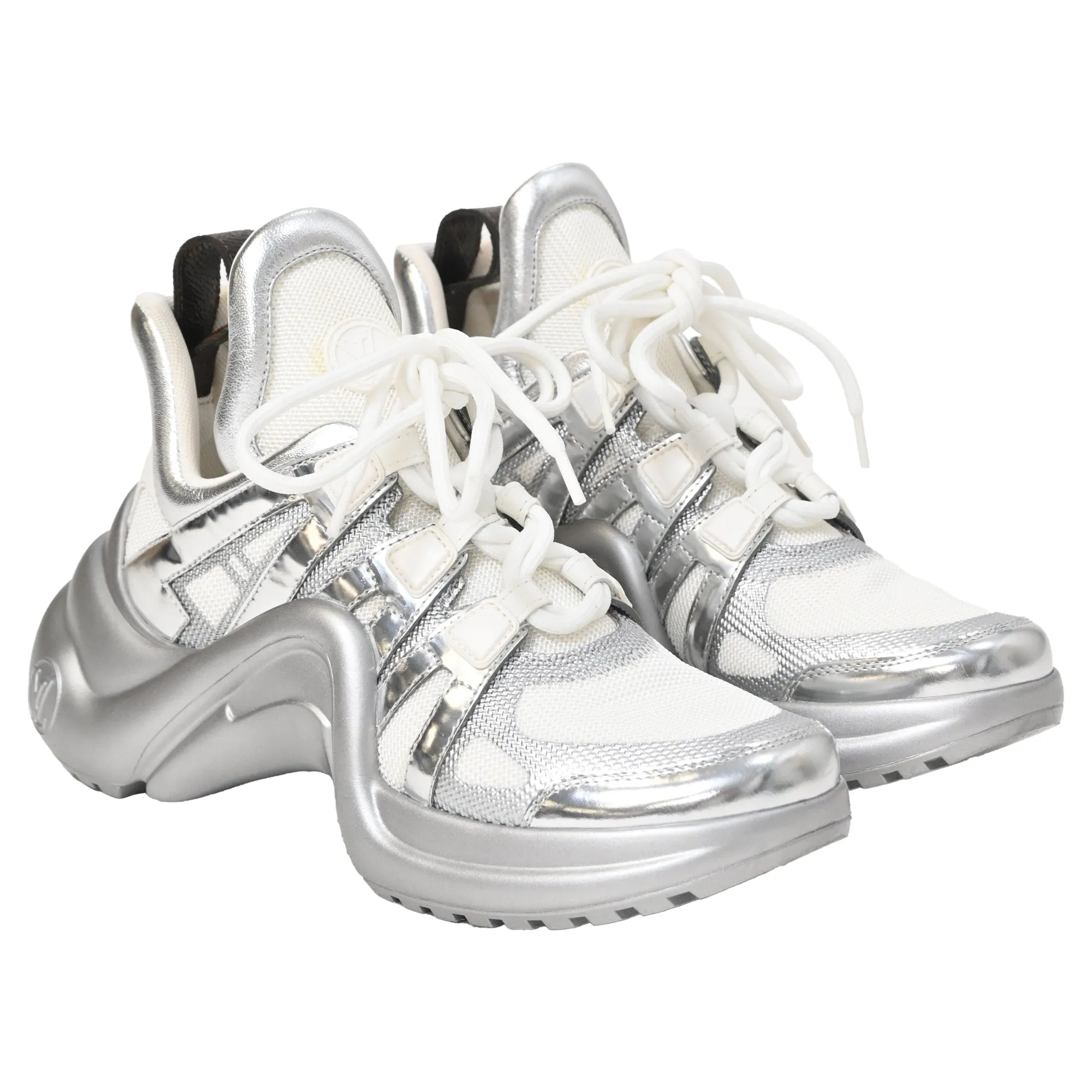 Louis Vuitton Archlight Chunky Sneakers in Silver Leather and Polyester