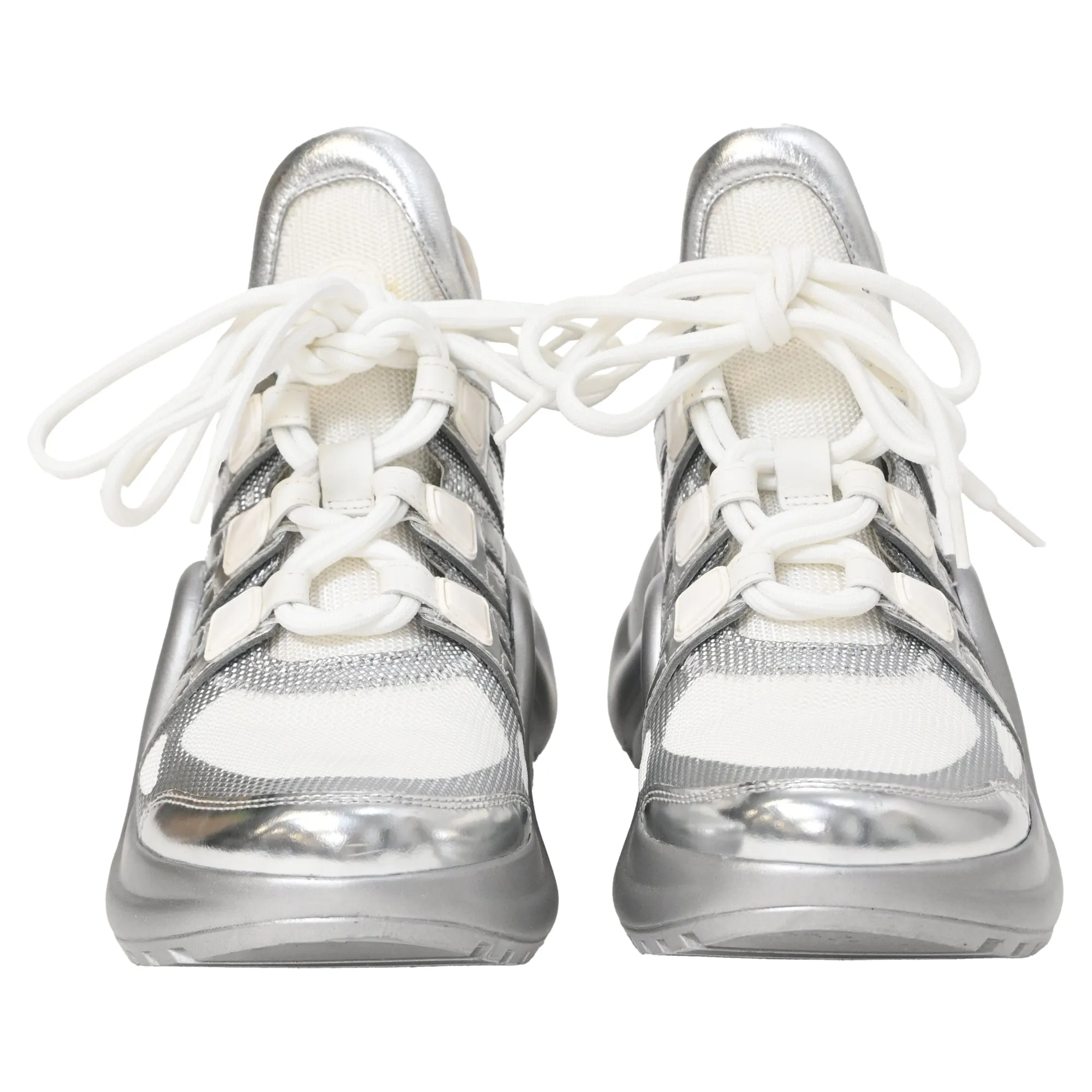 Louis Vuitton Archlight Chunky Sneakers in Silver Leather and Polyester