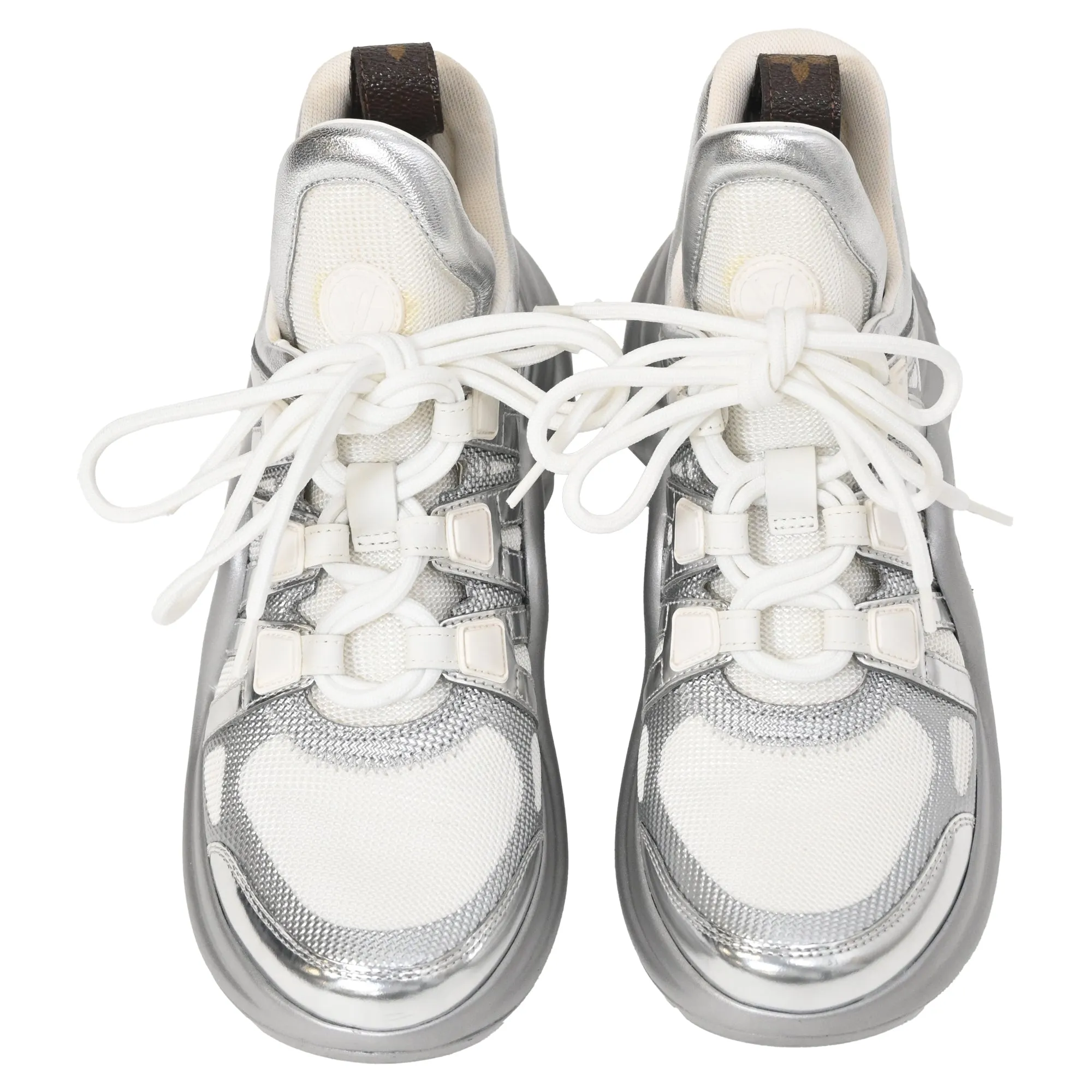 Louis Vuitton Archlight Chunky Sneakers in Silver Leather and Polyester