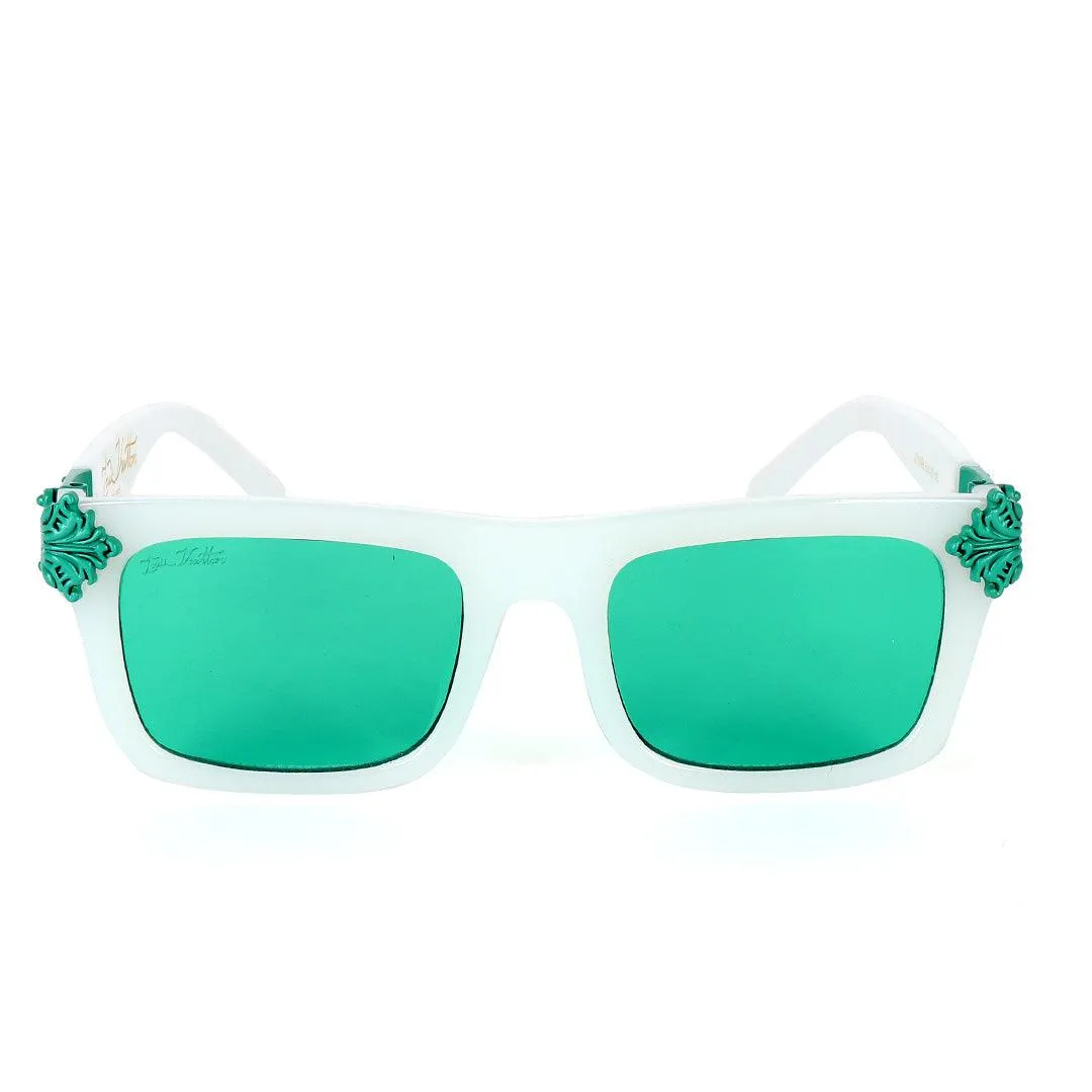 Louis Vuitton Classic Crested Offwhite And Green Lens Sunglasses