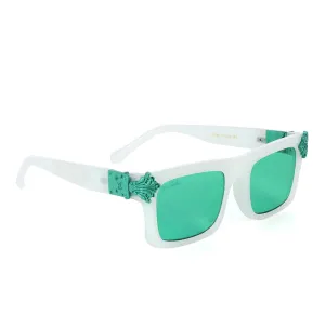 Louis Vuitton Classic Crested Offwhite And Green Lens Sunglasses