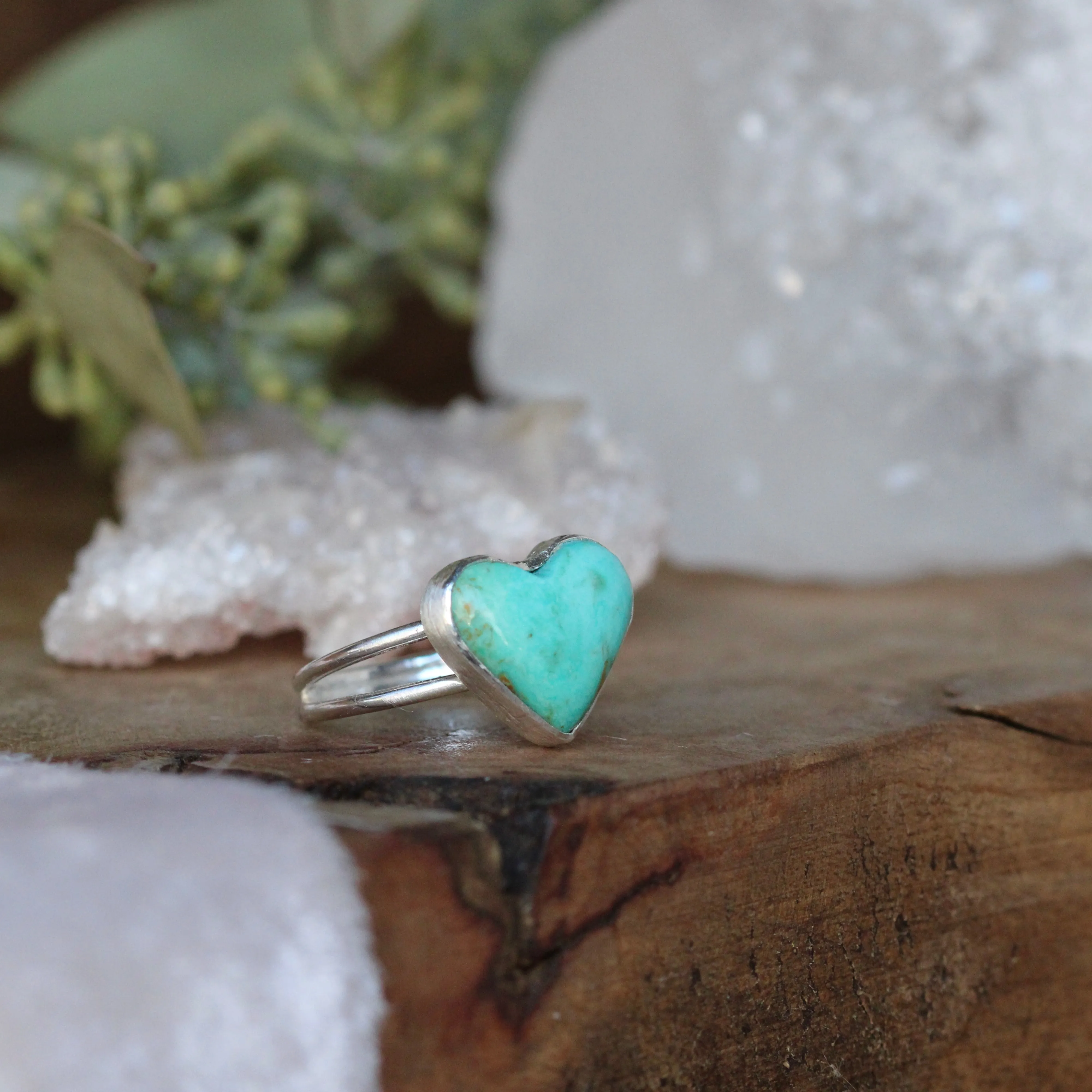 LOVE NOTES  Kingman Turquoise Heart set in sterling silver ring