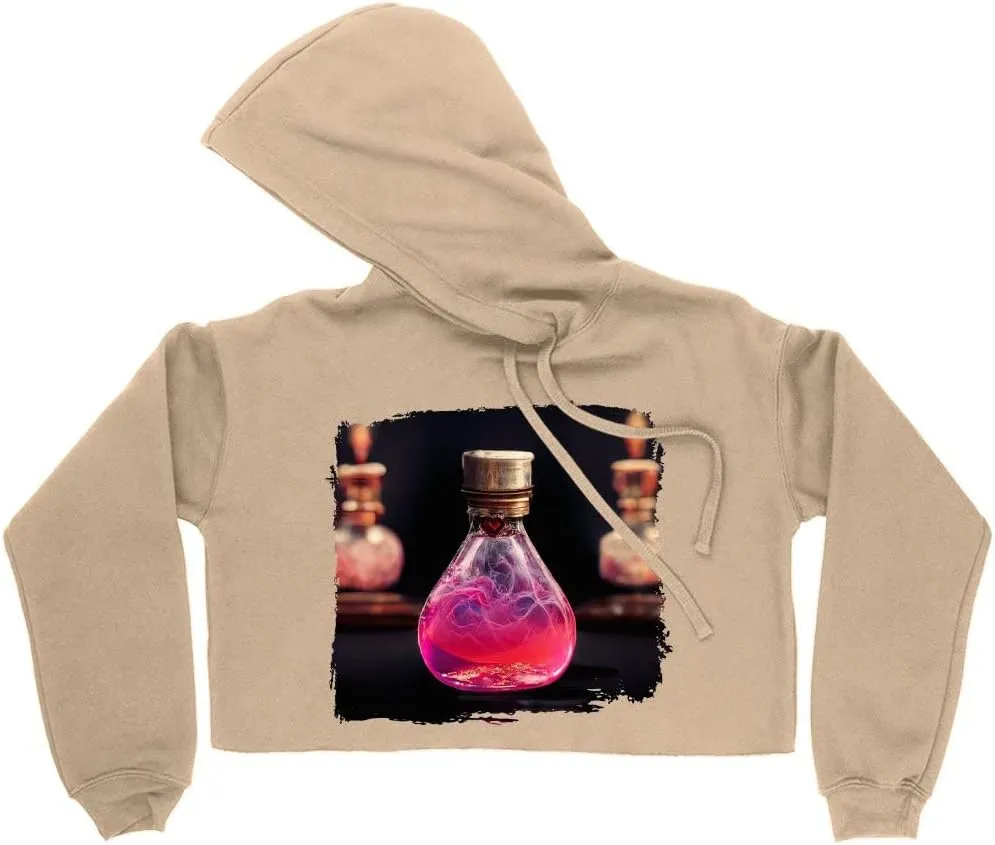 Love Women's Cropped Fleece Hoodie - Romantic Cropped Hoodie for Women - Printed Hooded Sweatshirt