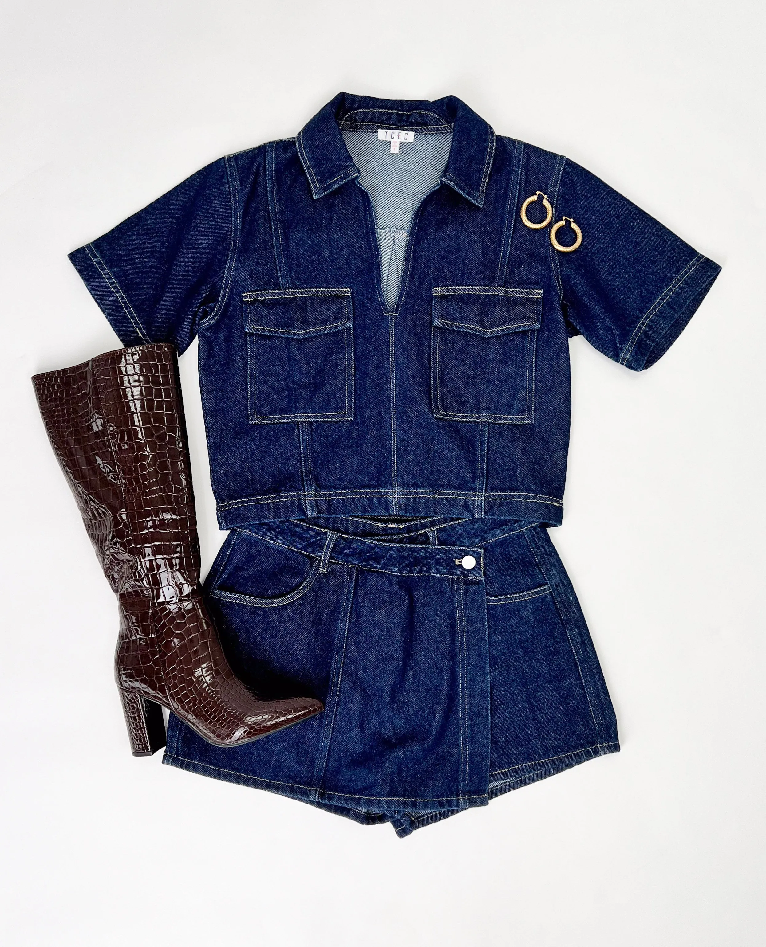 LOVER GIRL DARK WASH DENIM SKORT