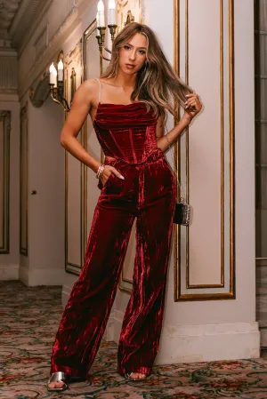 Luxury Living Velvet Trousers (Burgundy)